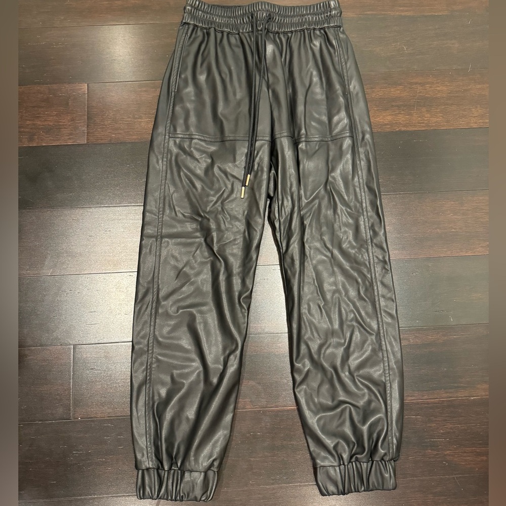 Generation Love black leather jogger pants